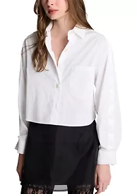 Women's Button Front Cropped Shirt