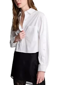 Women's Button Front Cropped Shirt