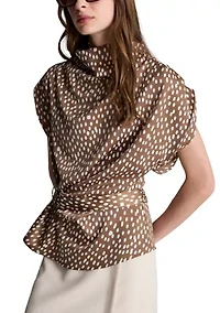 Women's Belted Drape Neck Top