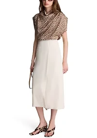 Women's Belted Drape Neck Top