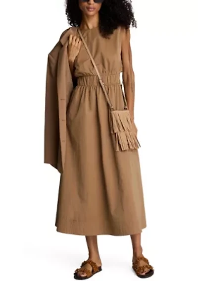 Women's Ruched Waist Midi Dress