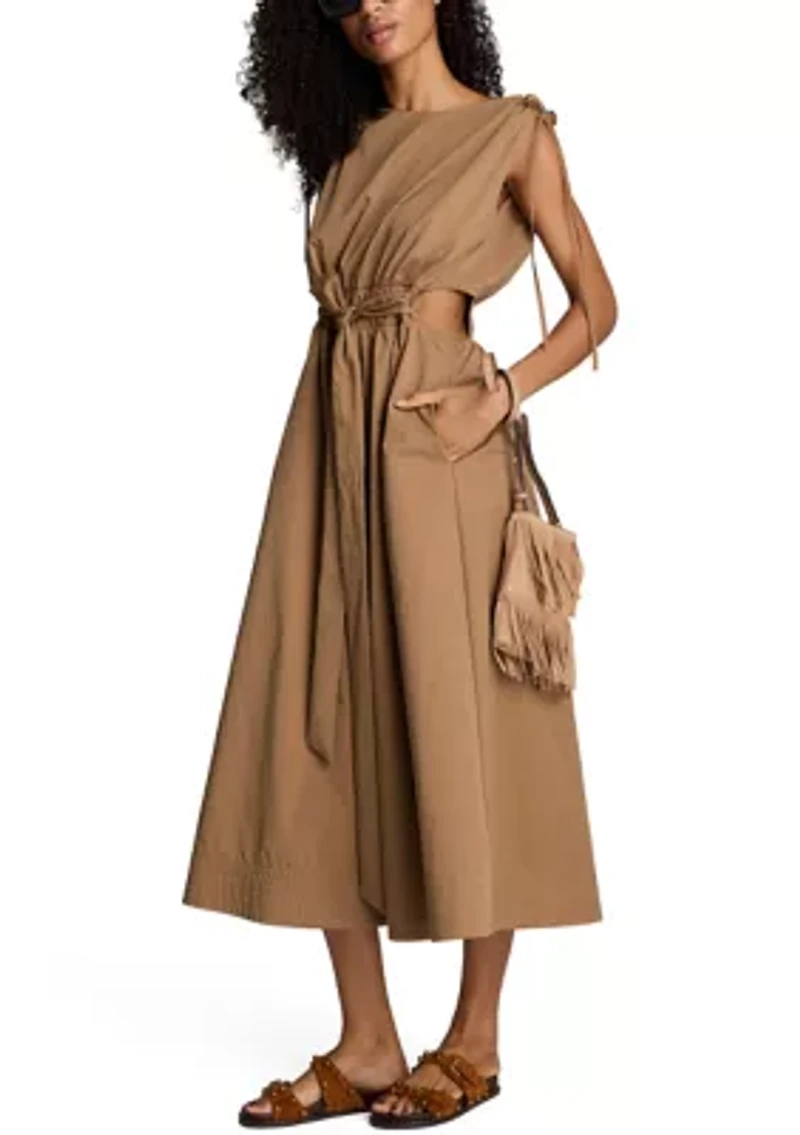 Women's Ruched Waist Midi Dress