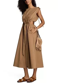 Women's Ruched Waist Midi Dress