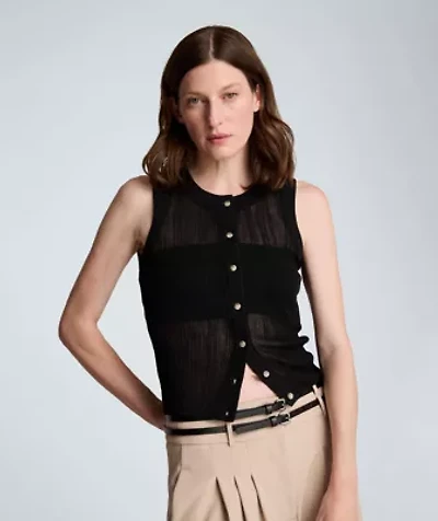 Women's Sleeveless Button Front Sweater Vest