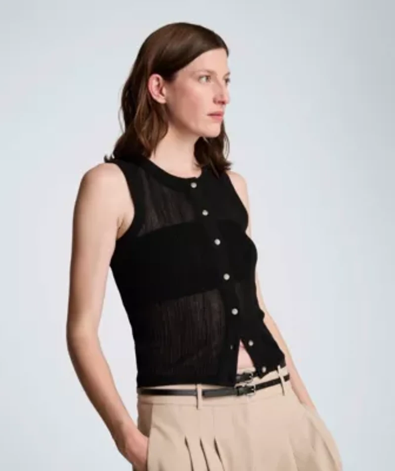 Women's Sleeveless Button Front Sweater Vest