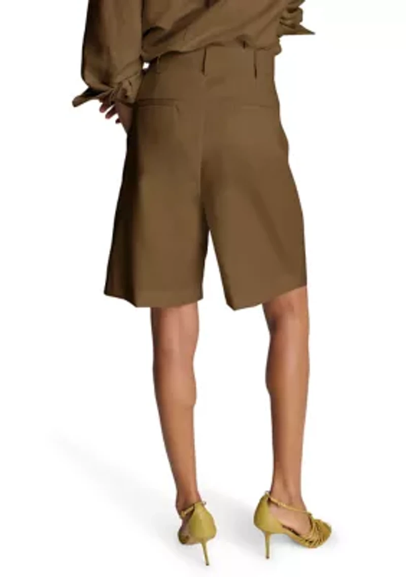 Women's High Rise Pleated Bermuda Shorts