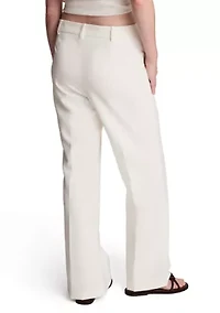 Women's Fly Front Mid Rise Flare Pants