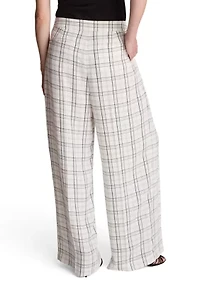 Women's High Rise Fly Front Wide Leg Triple Pleated Pants