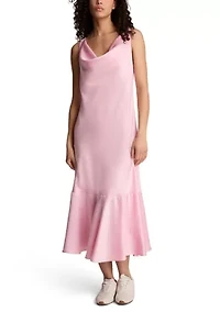 Women's Tie Back Cowl Neck Midi Dress