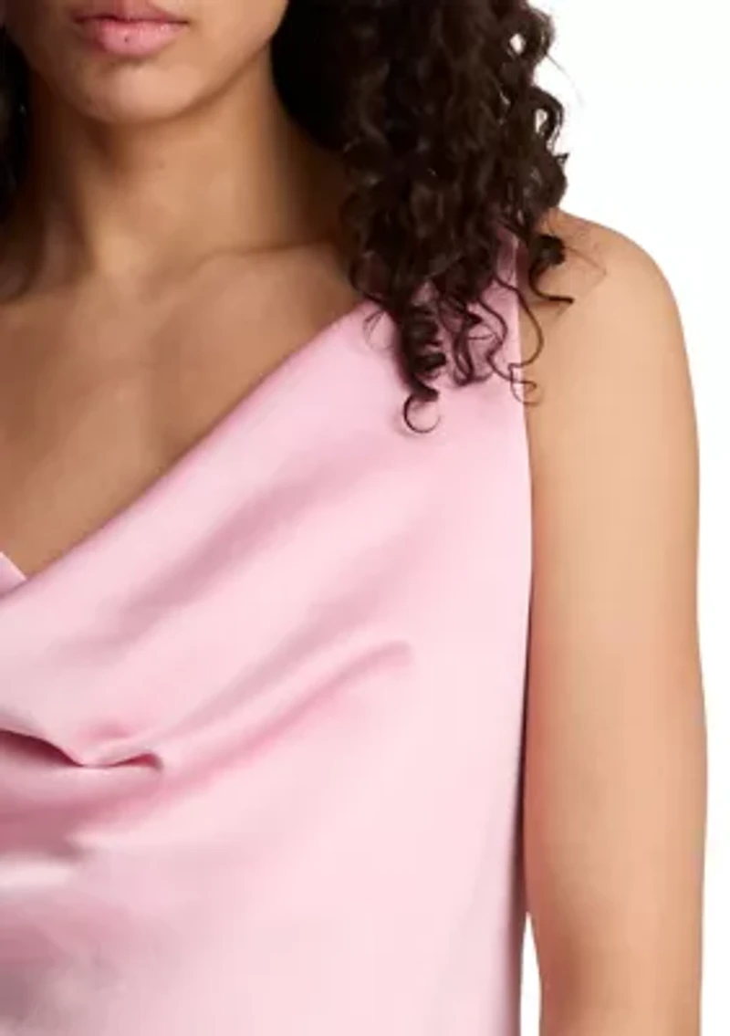 Women's Tie Back Cowl Neck Midi Dress