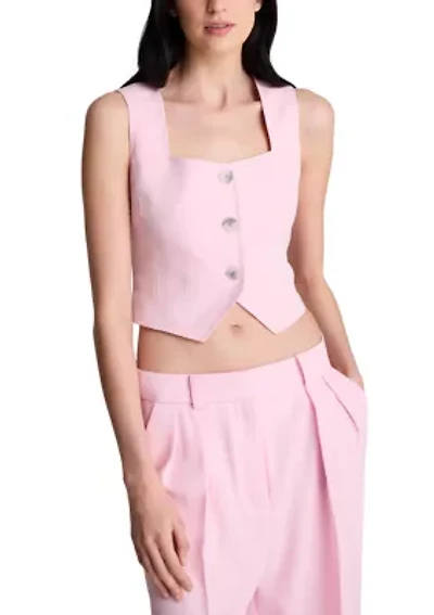 Women's Cropped Button Front Fitted Vest