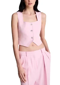 Women's Cropped Button Front Fitted Vest