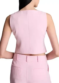 Women's Cropped Button Front Fitted Vest