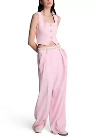 Women's Cropped Button Front Fitted Vest