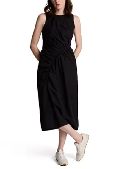 Women's Asymmetrical Ruched Midi Dress