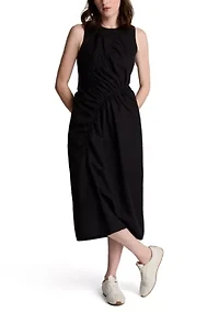 Women's Asymmetrical Ruched Midi Dress