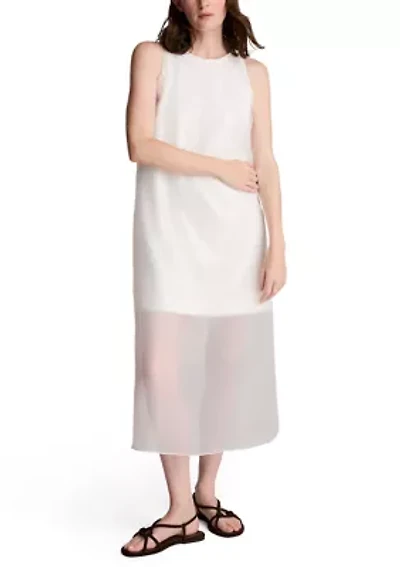 Women's Sheer Overlay Crewneck Mini A-Line Dress