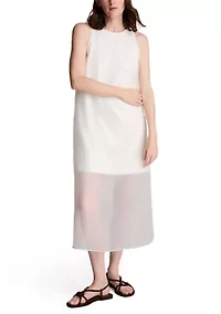 Women's Sheer Overlay Crewneck Mini A-Line Dress