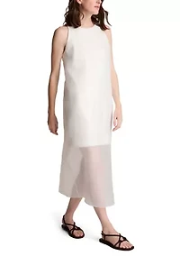 Women's Sheer Overlay Crewneck Mini A-Line Dress