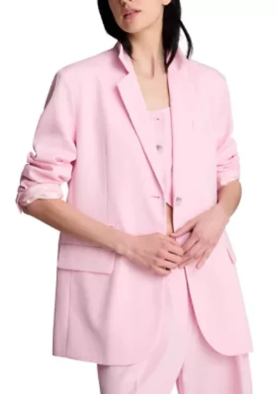 Women's Two Button Boyfriend Jacket with Flap Pockets