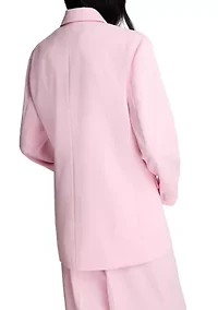 Women's Two Button Boyfriend Jacket with Flap Pockets