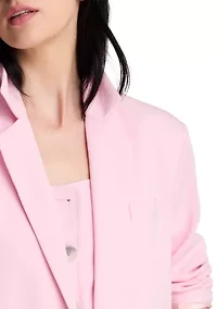 Women's Two Button Boyfriend Jacket with Flap Pockets