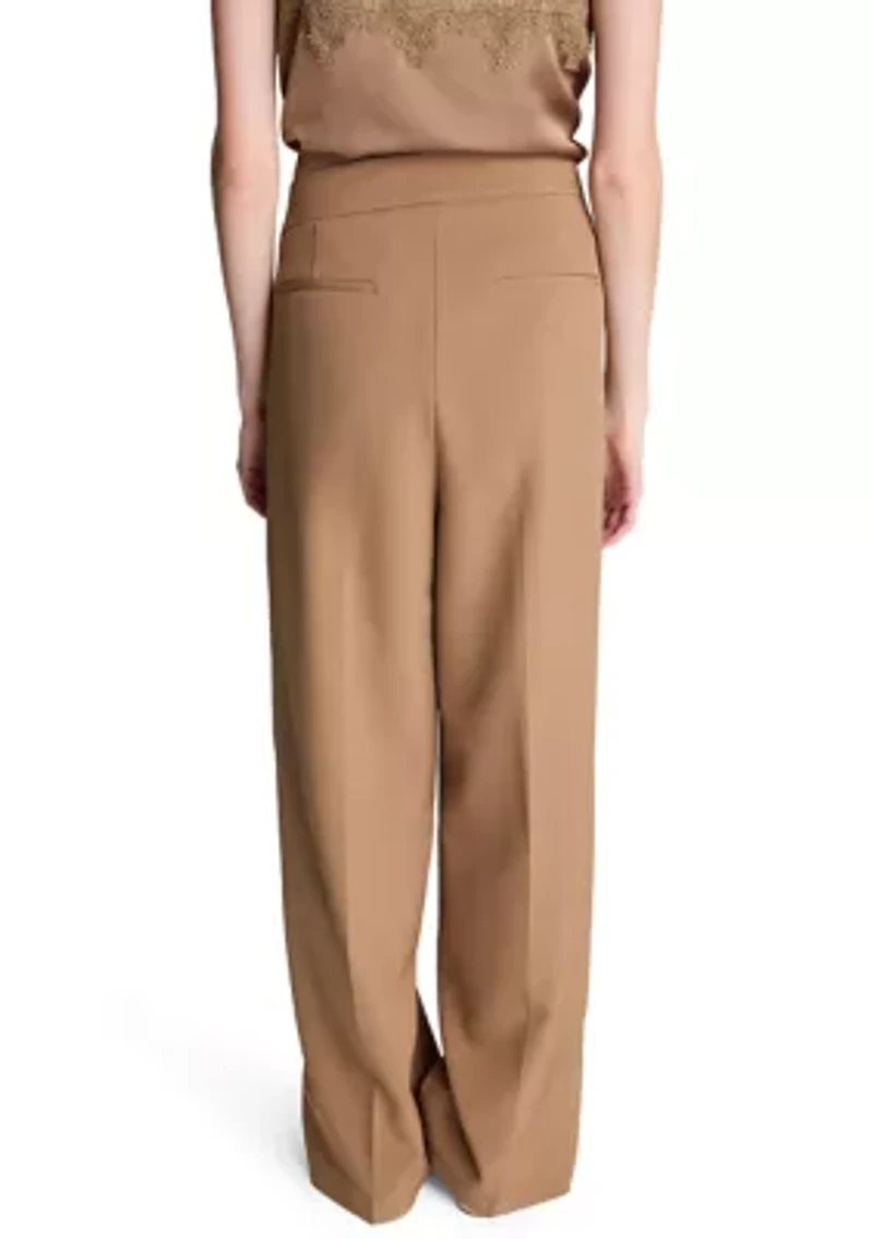 Women's Fly Front Crisscross Wide Leg Pants