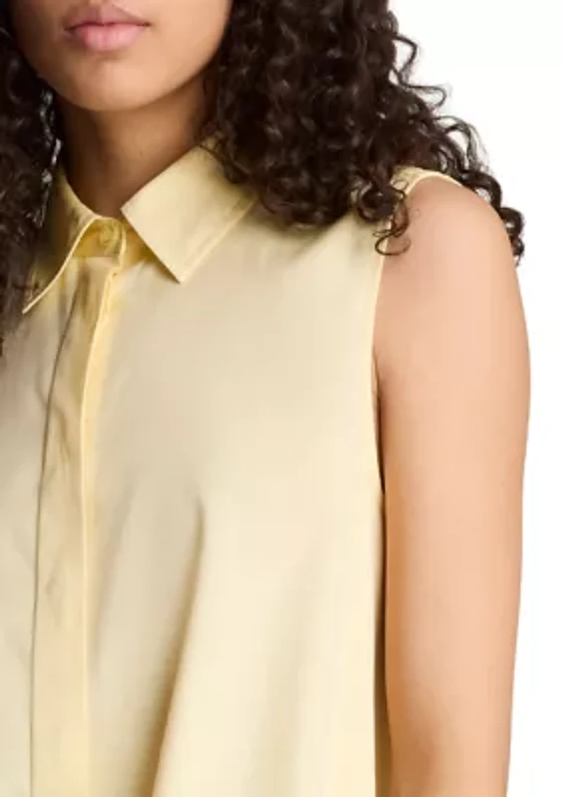 Women's Sleeveless Trapeze Mini Shirtdress