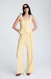 Women's High Rise Pleated Wide Leg Trousers