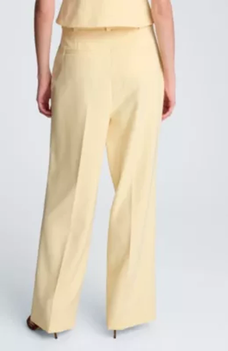 Women's High Rise Pleated Wide Leg Trousers