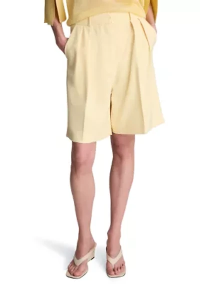 Women's High Rise Pleated Bermuda Shorts