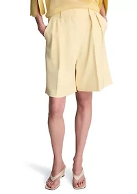 Women's High Rise Pleated Bermuda Shorts