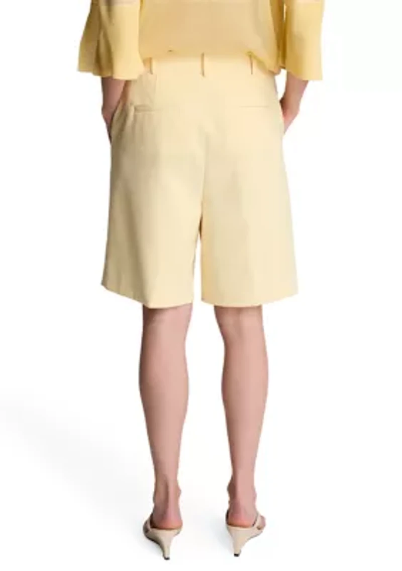 Women's High Rise Pleated Bermuda Shorts
