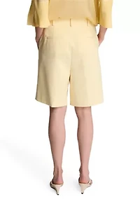 Women's High Rise Pleated Bermuda Shorts