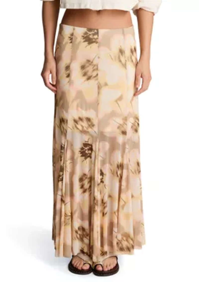 Women's Printed Mesh Midi Skirt