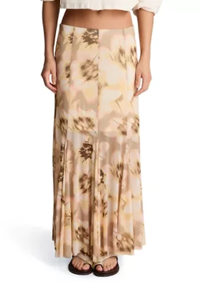 Women's Printed Mesh Midi Skirt