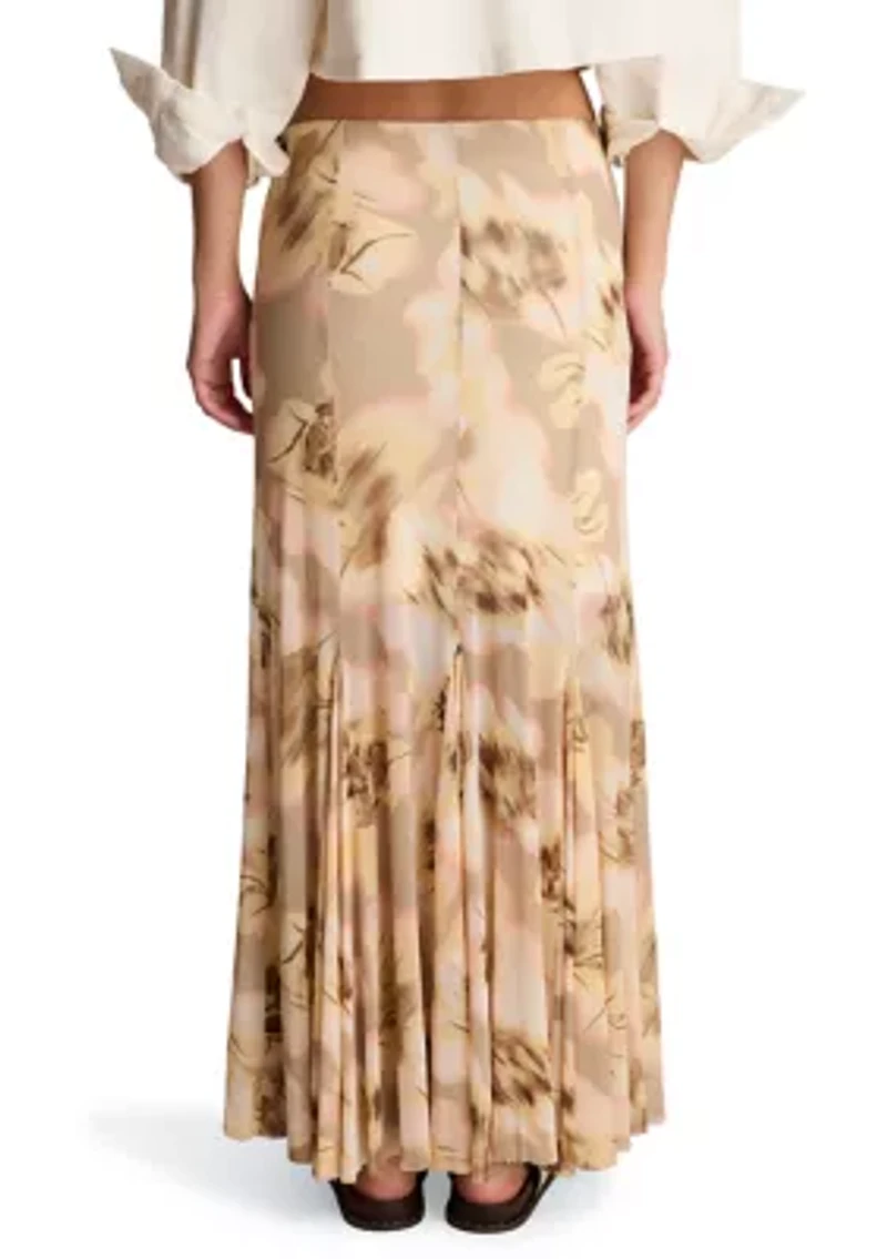 Women's Printed Mesh Midi Skirt