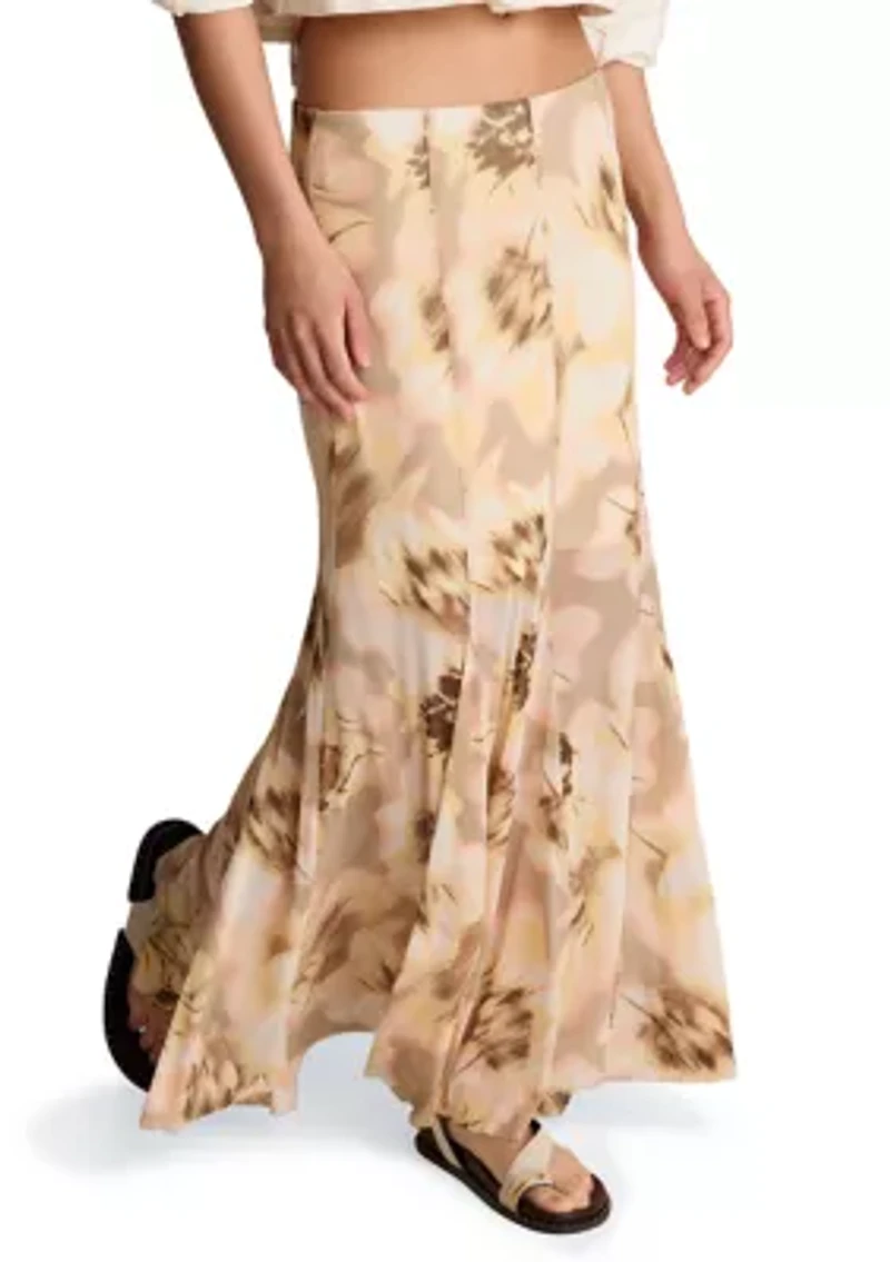 Women's Printed Mesh Midi Skirt