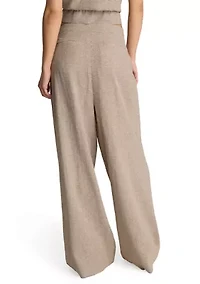Women's Wide Leg Pleated Houndstooth Pants