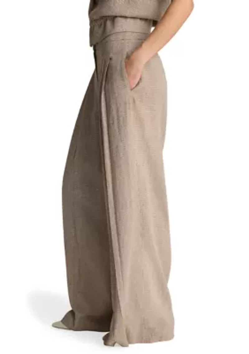 Women's Wide Leg Pleated Houndstooth Pants
