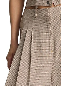 Women's Wide Leg Pleated Houndstooth Pants