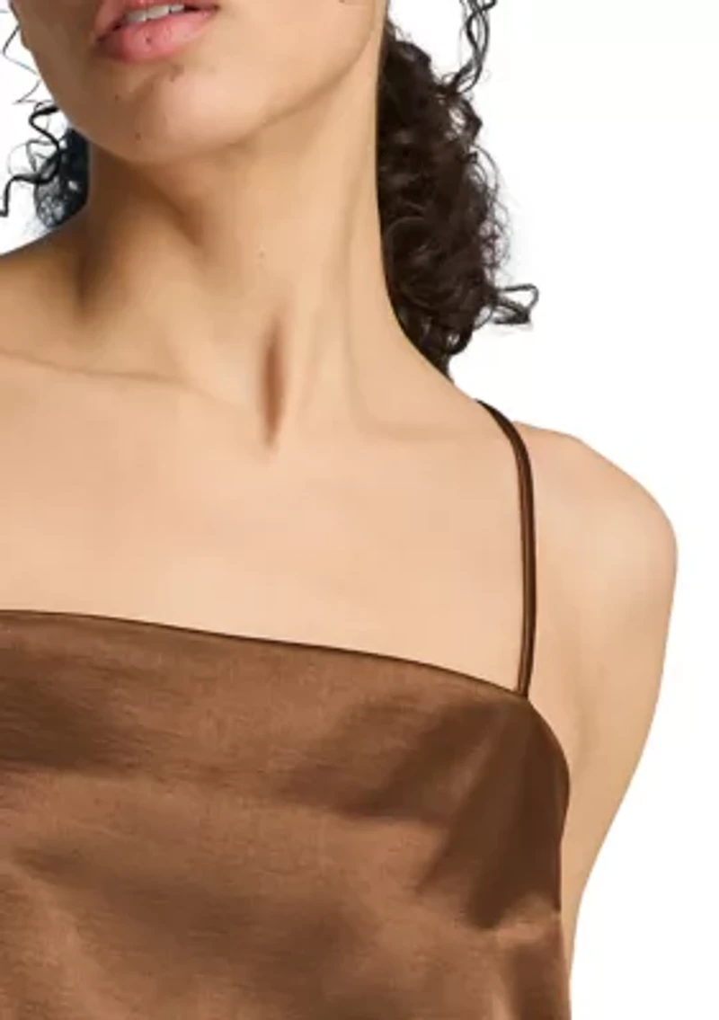 Women's Satin Cami with Lace Inserts at Side Seam