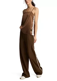 Women's Satin Cami with Lace Inserts at Side Seam