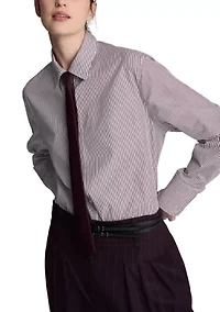 Women's Boyfriend Button Down Shirt with Tie