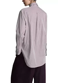 Women's Boyfriend Button Down Shirt with Tie