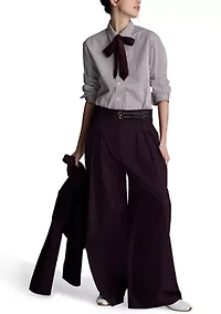 Women's Boyfriend Button Down Shirt with Tie