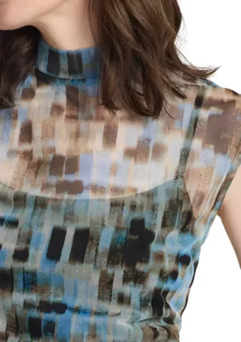 Lake Multi Mock Neck Tank with Interior Camo
