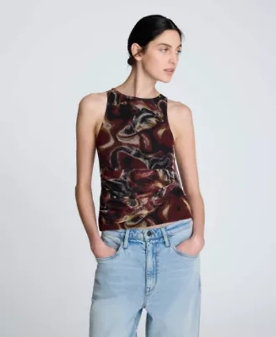 Printed Mesh Front Tie Tank