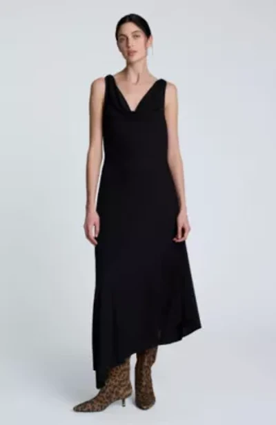 Asymmetric Hem Cowl Neck Dress