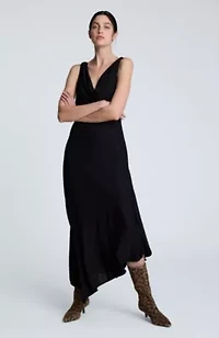 Asymmetric Hem Cowl Neck Dress